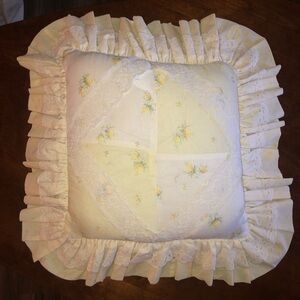 Vintage Yellow Flower Ruffled Pillow